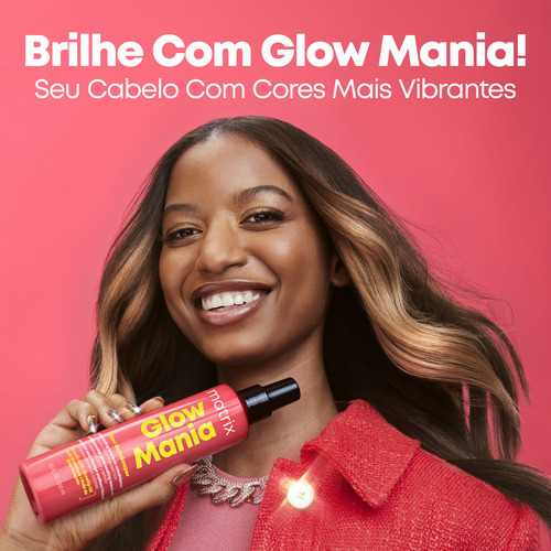 Matrix, Leave-in Condicionante em Spray, Glow Mania, para cabelos coloridos, com Ácido Glicólico, Condicionador sem Enxágue, Revitaliza, Hidrata, da Brilho, Protege Termicamente, 250ml