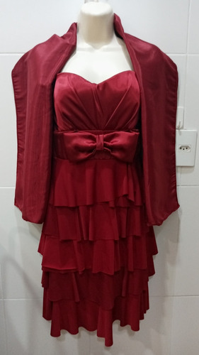 Vestido De Festa Casamento Vermelho Tam P