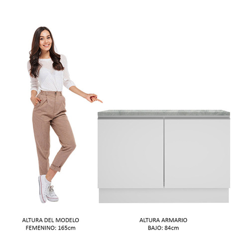 Gabinete Bajo Cocina Madesa Glamy 120cm Con Encimera Color Blanco