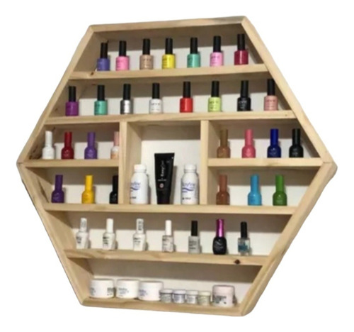 Estante Organizador Hexagonal En Pino Multicolor