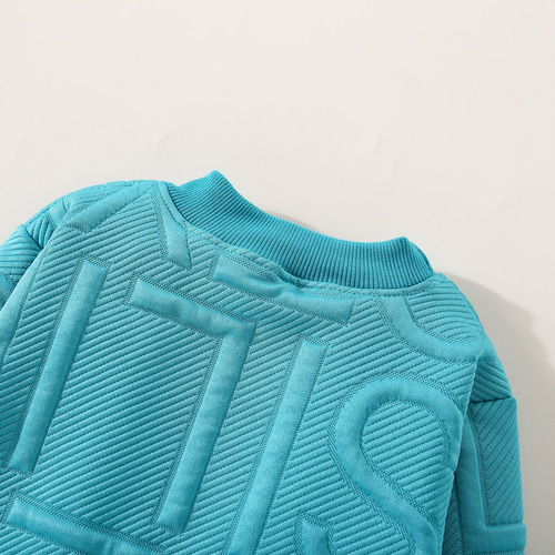 Conjunto De Sudadera Con Tela Acanalado Y Estampado De Letra Turquesa 3-4 A