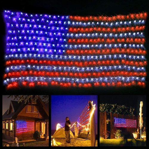 Luz De La Bandera Estadounidense Con 420 Luces Led Súper B.