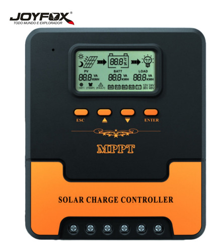 Joyfox Controlador De Carga Painel Solar 100% Mppt 30a 12 / 24v Lcd Display Regulador Parâmetro Automático