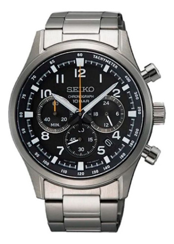 Relógio Seiko Ssb447b1 P2sx Correia Prata Bisel Prata Fundo Prata