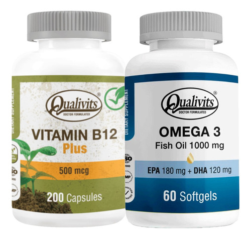 Vitamina B12 500 Mcg + Omega 3 Fish Oil X 60 - Qualivits Sabor Natural