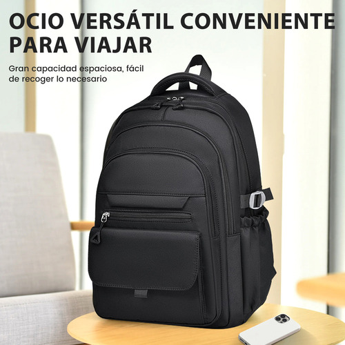 Mochila Deportiva, Escolar,gym Y De Viaje 30l | Impermeable, Antirrobo, Para Laptop 16 | Unisex, Gran Capacidad Y Multiuso,backpack,mochila Negra Color Negro Clásico