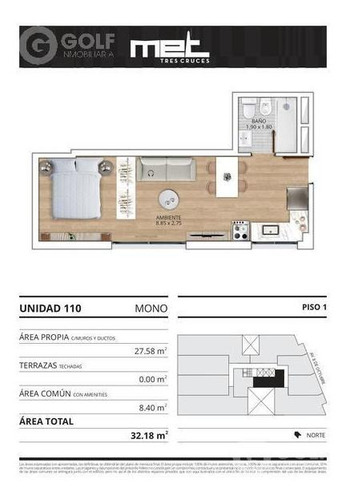 Vendo Monoambiente Contrafrente, Garaje Opcional, En Construcción, Tres Cruces