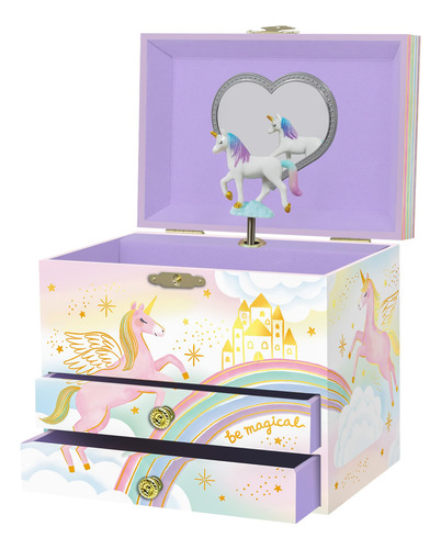 Joyero Musical De Unicornio Para Ninas, Caja De Musica Para