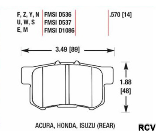 Balatas Disco  Trasera Para Honda Crosstour   2014