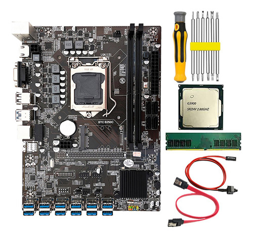 Placa Base Minera B250c Btc Con Cpu G3900+8g Ddr4 Ram+swit