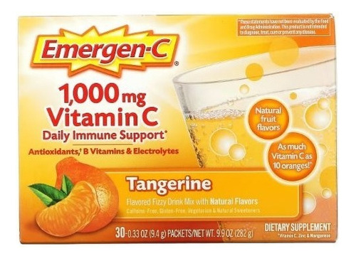 Emergenc Vitamina C Y B Antioxidante + Electrolitos 30sobres Sabor Mandarina