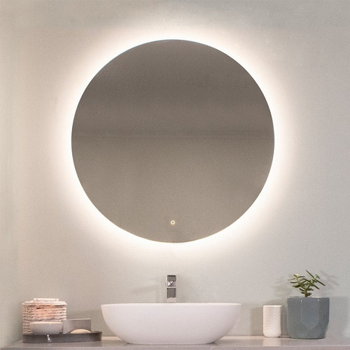 Espejo Redondo Con Luz Led Táctil 60x60cm Baño Cuarto Sala Marco Blanco