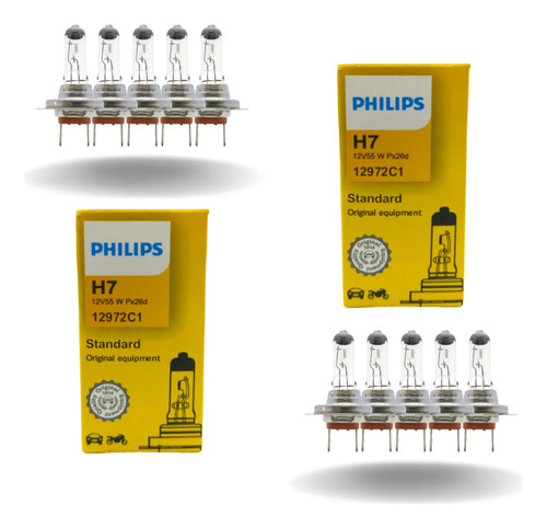 Kit 10 Lâmpadas Farol H7 55watts 12volts Original Philips