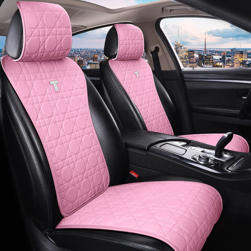 Begonydeer Pink Universal Car Seat Covers Pink Leather Seat