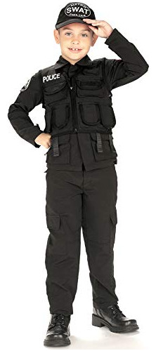 Traje De Policía Swat De Young Heroes Childs Medium