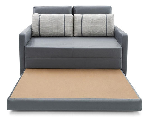 Sofá-cama 3 Lugares Queen Herval Space, Suede Molhado Cinza Cor Cinza-escuro Desenho Do Tecido Liso