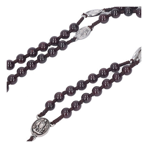 Collar Católico Con Cuentas De Rosario En Relieve De Plata C
