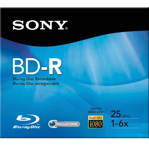 Sony Disco Bd-r Blu Ray 25gb 6x Caja Slim Bnr25r3h Ecoffice