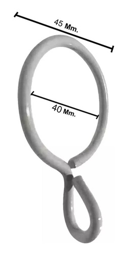 Imagen 2 de 9 de Argollas Para Barral Cortina De Hierro Blanco 40mm Pack X20