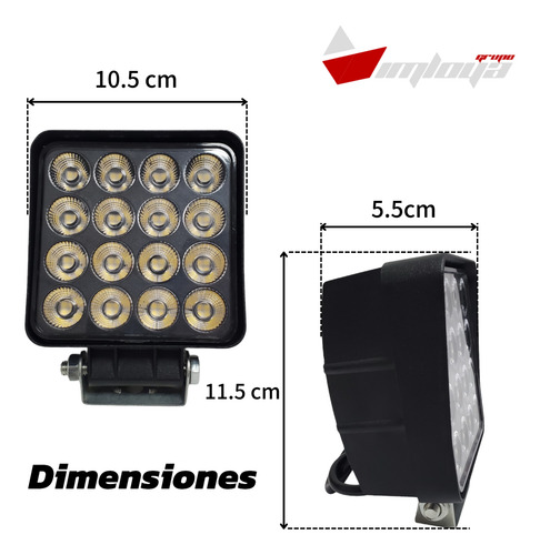 Faro 16 Led 4 Pulgadas Cuadrado Luz Blanca Fija/estrobo 4x4