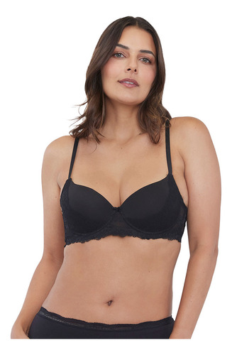 Sostén Mujer Push Up Copa B Negro  Corona