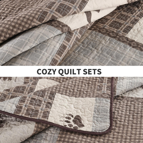 Colcha A Cuadros Perhom Queen Size - Juego De Colcha Queen