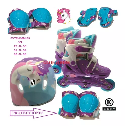 Rollers Patines Niña 2 En 1 Extensible Protecciones Casco