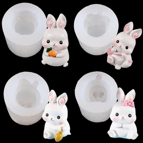 (c) Molde De Silicona Para Velas De Conejo, Conejo De Pascua