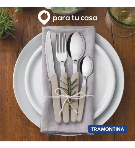Imagen 5 de 10 de Cubiertos Tramontina Juego 24 Pzas Cocina Carmel Set Colores