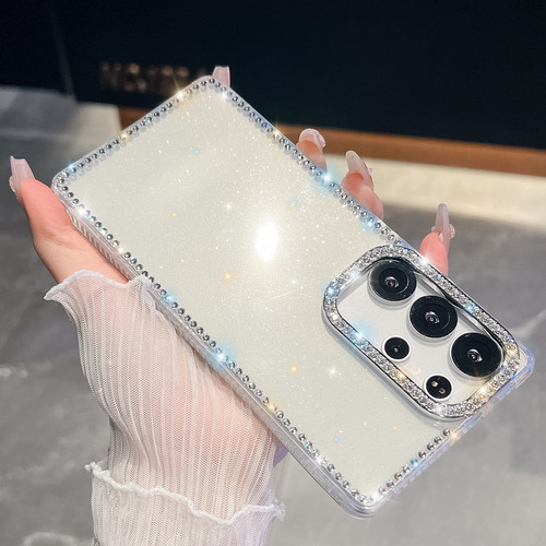 Funda Con Borde Transparente Con Purpurina Y Diamantes De Imitación Para Samsung S25 Ultra S25 +
