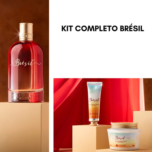 Loccitane Kit Brésil Perfume+hidratante Corporal+ Creme Mãos