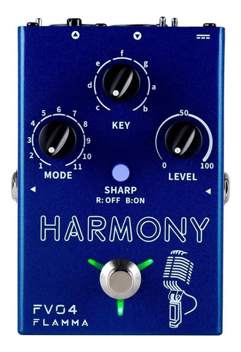 Pedal Flamma Fv04 Vocal Harmonizer Azul Efeito Musica Azul