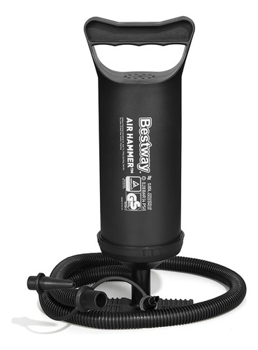 Bomba De Ar Manual 30cm Com 3 Bicos Adaptadores Bestway Cor Preto