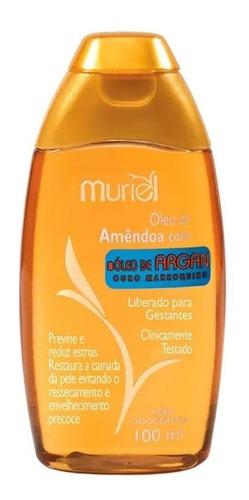 Óleo Corporal Amêndoas Ação Desodorante 100ml Muriel Tipo De Embalagem Frasco Fragrância Amêndoas con Argan Ouro Marroquino