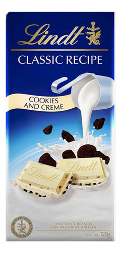 Lindt Classic Recipe Cookies And Cream 120gr (6 Piezas)