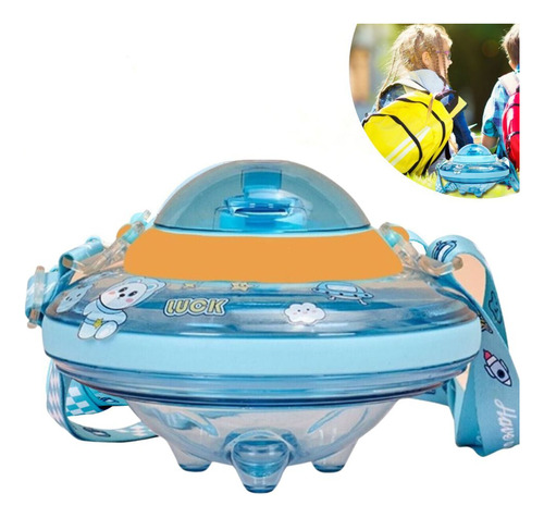 Garrafa Squeeze Infantil 800ml Disco Voador Ufo Ovni Adesivo Cor Azul