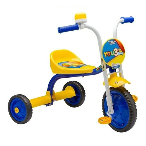 Imagem 1 de 1 de Triciclo Nathor You 3 Boy Infantil Aluminio Amarelo Azul