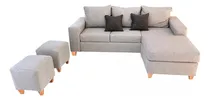 Comprar Sillon Sofa Living + Camastro + 2 Puff Chenille Antidesgarro