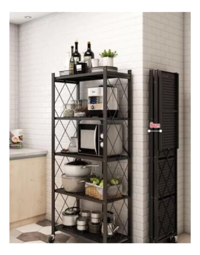 Estante Plegable Con Ruedas Multiuso Almacén Acero 5 Niveles