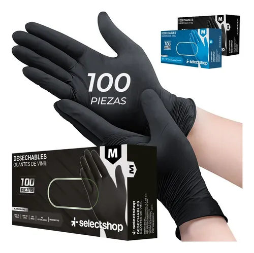 comprar Guantes De Nitrilo Vinil Libre De Latex Sin Polvo Azul Negro