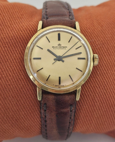 Relogio Bucherer Femenino Antigo Automatico Original Marrom Dourado Dourado (Usado)