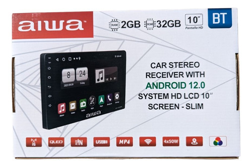 Radio Auto Aiwa 10.1 Pulgadas Car Play Android Auto Qled