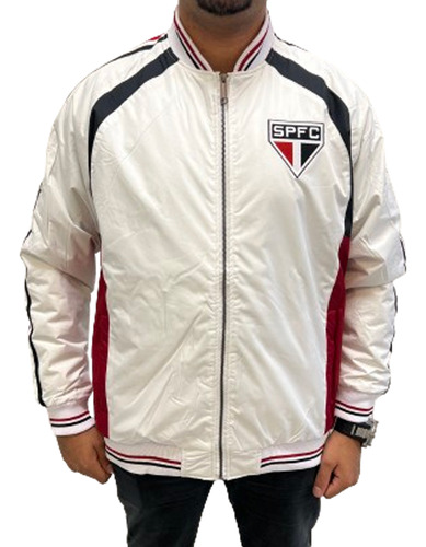 Jaqueta Bomber Striped São Paulo Masculino - Branco E Vermel