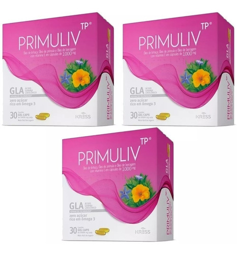 3 Primuliv Tp(óleo De Borragem, Prímula, Linhaça,vit.e)30cap