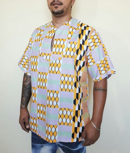 Imagem 2 de 5 de Blusa Camisa Bata Masculina Tecido Ronald
