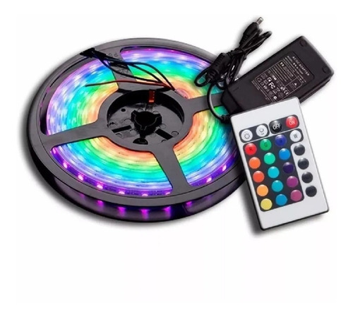 Kit Completo Tira Luces Led 5050 Rgb Con Control Y Fuente