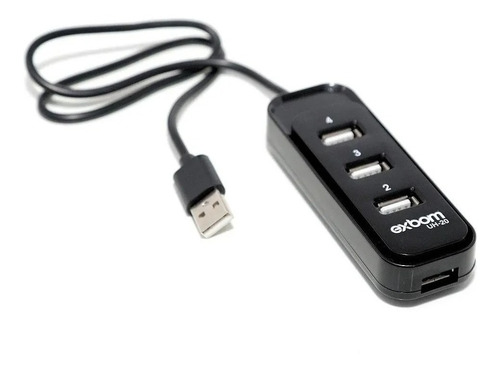Imagem 5 de 5 de Hub Usb 2.0 4 Portas Uh-20 Preto Exbom Extensor High Speed