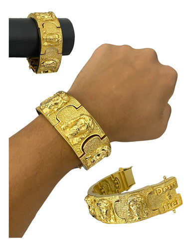Bracelete 30mm Personalizado Bíblico Banhada A Ouro 18k