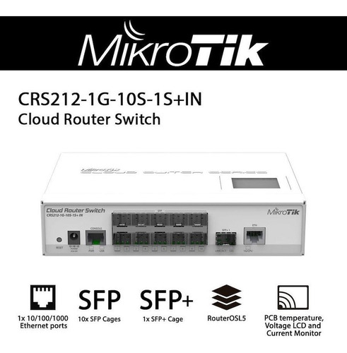 Cloud Switch Mikrotik Crs212-1g-10s-1s+in 10 Puertos Sfp