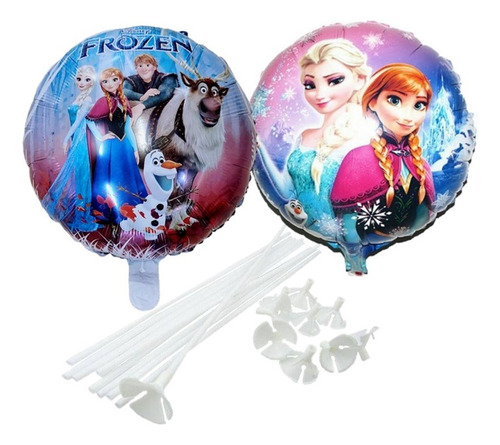 10 Balão Metalizados Frozen E Olafo De 45 Cm E Varetas